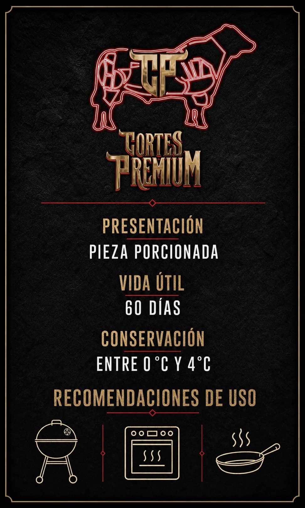 Guía de presentación, conservación y preparación de Cortes Premium